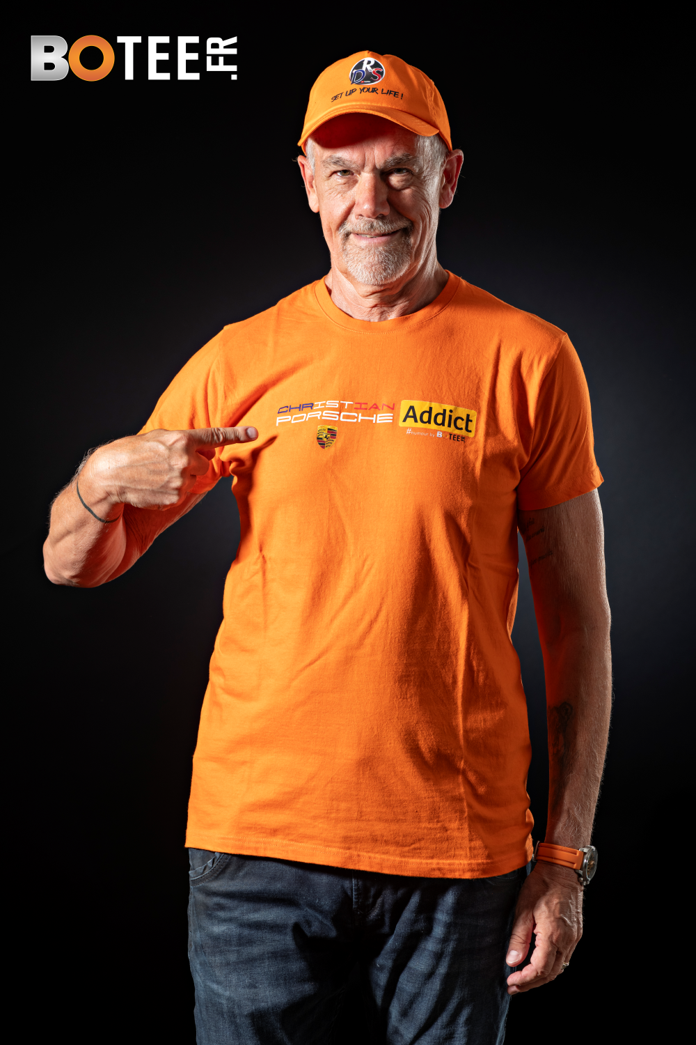 Tee PERSO Porsche addict + casquette DRS orange